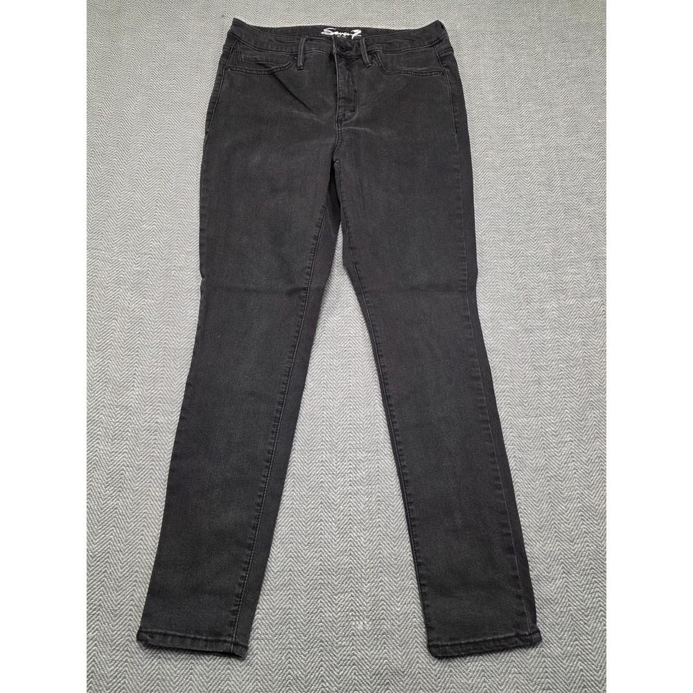 Seven7 Womens Skinny Jeans Faded Black Stretch Denim Size 6 Mid Rise RN109890